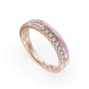Pink Balance 925 Sterling Silver Band Diamond Ring | Enamel Ring | Statement Diamond Ring